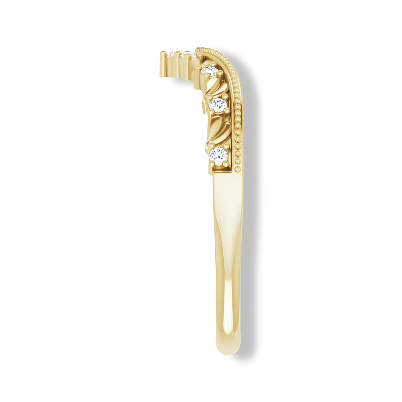 Round Diamond Crown Style Curved Band-VIRABYANI